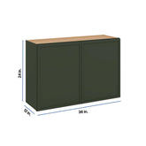 Modernform Cabinet Slim Sage Green 36" W X 24" H X 12" D Double Door Wall Cabinet