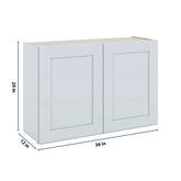 J&K White Shaker S8 Double Door Wall Cabinet - 36" W x 24" H