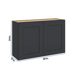 Modernform Cabinet Onyx Black Shaker 36" W X 24" H X 12" D Double Door Wall Cabinet