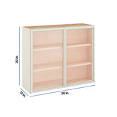 Modernform Cabinet Slim Dove White 36" W X 30" H X 12" D Double Glass Door Wall Cabinet