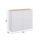 Modernform Cabinet Matte White 36" W X 30" H X 12" D Double Door Wall Cabinet