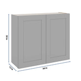 J&K Castle Grey S5 Double Door Wall Cabinet - 36" W x 30" H