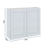 J&K White Shaker S8 Double Door Wall Cabinet - 36" W x 30" H