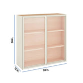 Modernform Cabinet Slim Dove White 36" W X 36" H X 12" D Double Glass Door Wall Cabinet
