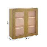 Modernform Cabinet Natural Shaker 36" W X 36" H X 12" D Double Glass Door Wall Cabinet