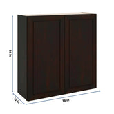 J&K Espresso K8 Double Door Wall Cabinet - 36" W x 36" H