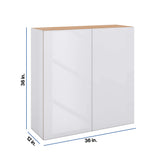 Modernform Cabinet Gloss White 36" W X 36" H X 12" D Double Door Wall Cabinet