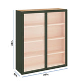 Modernform Cabinet Slim Sage Green 36" W X 42" H X 12" D Double Glass Door Wall Cabinet