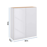 Modernform Cabinet Gloss White 36" W X 42" H X 12" D Double Door Wall Cabinet