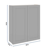 J&K Castle Grey S5 Double Door Wall Cabinet - 36" W x 42" H
