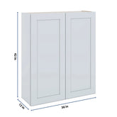 J&K White Shaker S8 Double Door Wall Cabinet - 36" W x 42" H