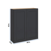 Modernform Cabinet Onyx Black Shaker 36" W X 42" H X 12" D Double Door Wall Cabinet