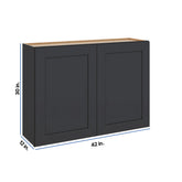 Modernform Cabinet Onyx Black Shaker 42" W X 30" H X 12" D Double Door Wall Cabinet