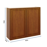 J&K Mocha Glazed K10 Double Door Wall Cabinet - 42" W x 36" H