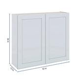 J&K White Shaker S8 Double Door Wall Cabinet - 42" W x 36" H