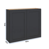 Modernform Cabinet Onyx Black Shaker 42" W X 36" H X 12" D Double Door Wall Cabinet