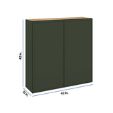Modernform Cabinet Slim Sage Green 42" W X 42" H X 12" D Double Door Wall Cabinet
