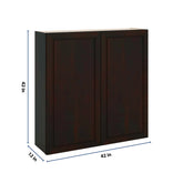 J&K Espresso K8 Double Door Wall Cabinet - 42" W x 42" H