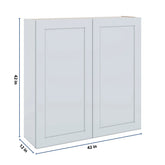 J&K White Shaker S8 Double Door Wall Cabinet - 42" W x 42" H