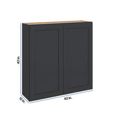 Modernform Cabinet Onyx Black Shaker 42" W X 42" H X 12" D Double Door Wall Cabinet
