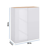 Modernform Cabinet Gloss White 30" W X 36" H X 12" D Single Door Blind Corner Wall Cabinet
