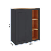 Modernform Cabinet Onyx Black Shaker 30" W X 36" H X 12" D Single Door Blind Corner Wall Cabinet
