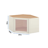 Modernform Cabinet Slim Dove White 24" W X 15" H X 12" D Diagonal Corner Glass Door Wall Cabinet