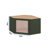 Modernform Cabinet Slim Sage Green 24" W X 15" H X 12" D Diagonal Corner Glass Door Wall Cabinet
