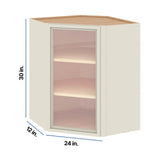 Modernform Cabinet Slim Dove White 24" W X 30" H X 12" D Wall Diagonal Corner Glass Door Cabinet