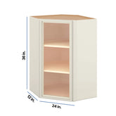 Modernform Cabinet Slim Dove White 24" W X 36" H X 12" D Wall Diagonal Corner Glass Door Cabinet