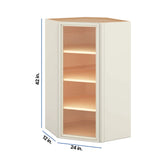 Modernform Cabinet Slim Dove White 24" W X 42" H X 12" D Wall Diagonal Corner Glass Door Cabinet