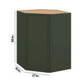 Modernform Cabinet Slim Sage Green 27" W X 36" H X 15" D Wall Diagonal Corner Cabinet