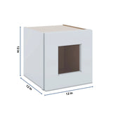 J&K White Shaker S8 Wall Glass Cabinet - 12" W x 12" H (No Glass Insert)