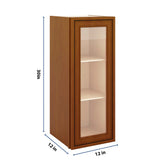 J&K Mocha Glazed K10 Wall Glass Cabinet - 12" W x 30" H (No Glass Insert)