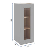 J&K Castle Grey S5 Wall Glass Cabinet - 12" W x 30" H (No Glass Insert)
