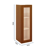 J&K Mocha Glazed K10 Wall Glass Cabinet - 12" W x 36" H (No Glass Insert)