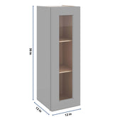 J&K Castle Grey S5 Wall Glass Cabinet - 12" W x 36" H (No Glass Insert)