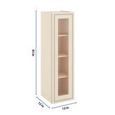 J&K Pearl Glazed H9 Wall Glass Cabinet - 12" W x 42" H (No Glass Insert)