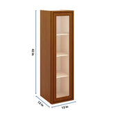 J&K Mocha Glazed K10 Wall Glass Cabinet - 12" W x 42" H (No Glass Insert)