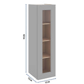 J&K Castle Grey S5 Wall Glass Cabinet - 12" W x 42" H (No Glass Insert)