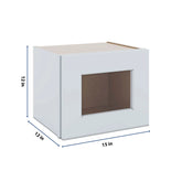 J&K White Shaker S8 Wall Glass Cabinet - 15" W x 12" H (No Glass Insert)