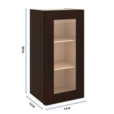J&K Java Coffee S1 Wall Glass Cabinet - 15" W x 30" H (No Glass Insert)