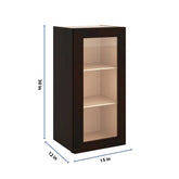 J&K Espresso K8 Wall Glass Cabinet - 15" W x 30" H (No Glass Insert)