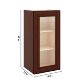 J&K Mahogany J5 Wall Glass Cabinet - 15" W x 30" H (No Glass Insert)