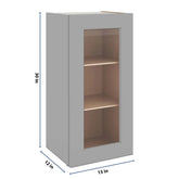 J&K Castle Grey S5 Wall Glass Cabinet - 15" W x 30" H (No Glass Insert)