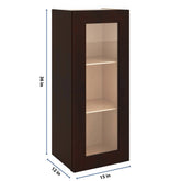 J&K Java Coffee S1 Wall Glass Cabinet - 15" W x 36" H (No Glass Insert)