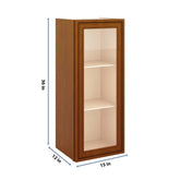 J&K Mocha Glazed K10 Wall Glass Cabinet - 15" W x 36" H (No Glass Insert)