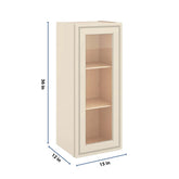J&K Pearl Glazed H9 Wall Glass Cabinet - 15" W x 36" H (No Glass Insert)