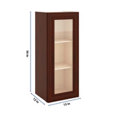 J&K Mahogany J5 Wall Glass Cabinet - 15" W x 36" H (No Glass Insert)