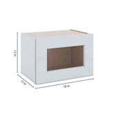 J&K White Shaker S8 Wall Glass Cabinet - 18" W x 12" H (No Glass Insert)